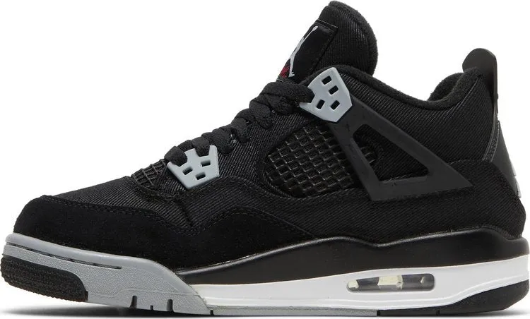 Air Jordan 4 Retro SE GS Black Canvas Sneakers, black