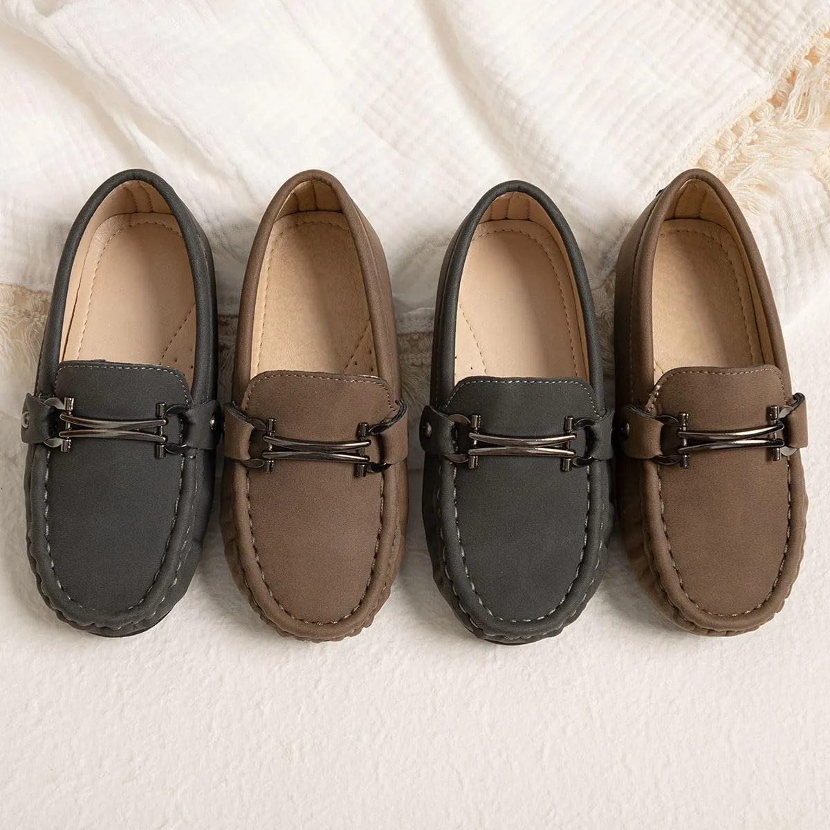 Boys Loafers, Soft Slip-On Moccasin Oxford Shoes for Toddler/Little Kids, Casual Boat Shoes for School Uniforms and Everyday Wear