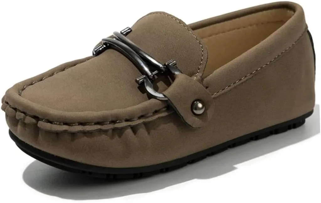 Boys Loafers, Soft Slip-On Moccasin Oxford Shoes for Toddler/Little Kids, Casual Boat Shoes for School Uniforms and Everyday Wear