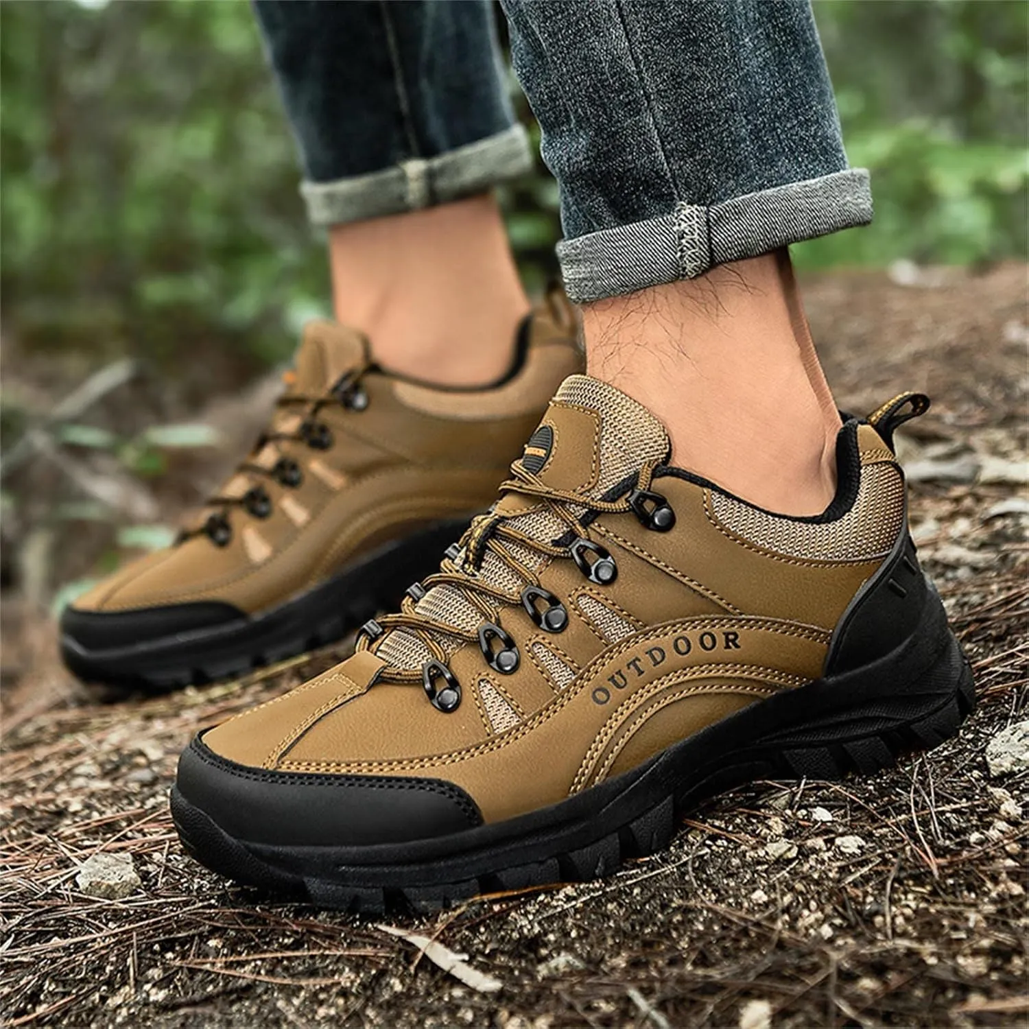 Comfortable Sneakers Fashion Summer Autumn Men Hiking Shoes Non Slip Soles Thick Bottom Mesh Breathable Casual