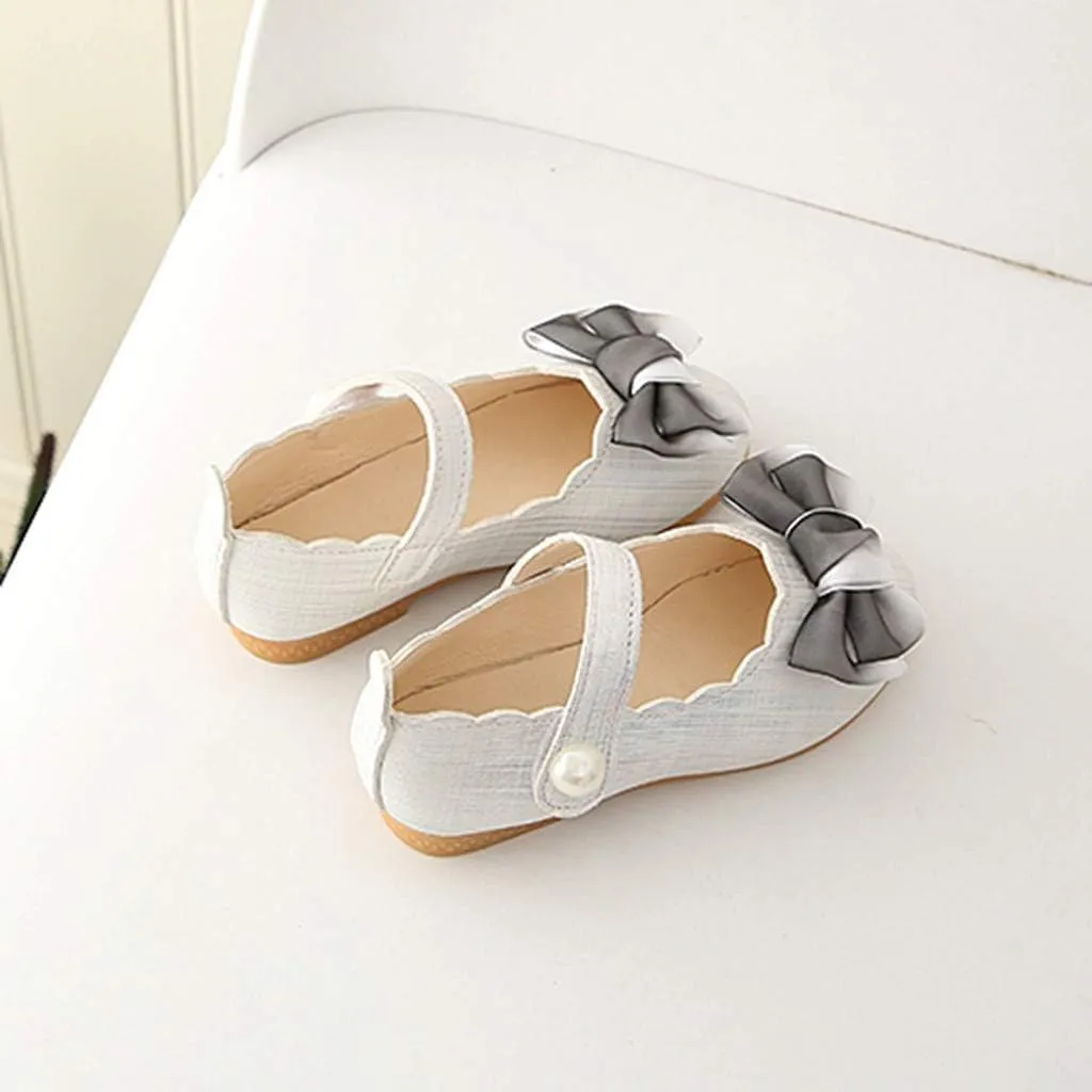 Infant Baby Girls Mary Jane Shoes Soft Sole Ballet Slippers with Bow Princess Dress Wedding Shoes Newborn Crib Shoes