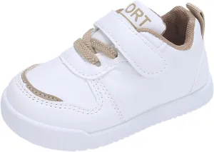 Kids Canvas Boys Girls Fashion White Sneaker Athletic Running Shoe with One Strap Non-Slip Soft Rubber Sole Shoes