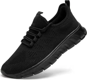 Men Tennis Shoes Running - Gym Sneakers Shoes Walking Workout Non Slip Walking Athletic Slip on Breathable Mesh Comfortable Lightweight Casual Sports Black 10
