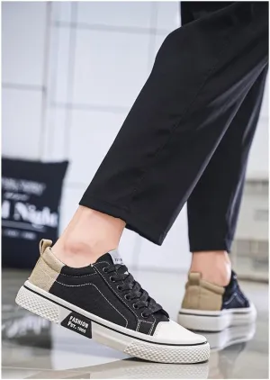 Men's Canvas Sneakers Breathable Comfortable Walking Shoes - Lightweight Lace Up Casual Shoes for Skateboarding Streetwear Fashion