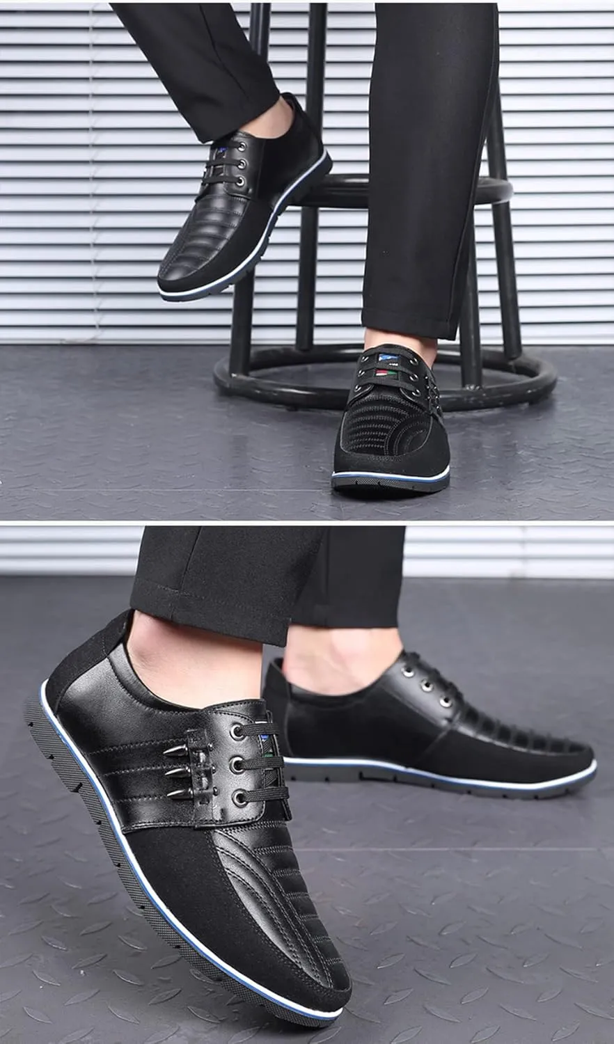 Mens Casual Business Dress Shoes Leather Slip-on Sneakers for Men Walking Office Comfort Outdoor Loafers Fashion Leisure Breathable