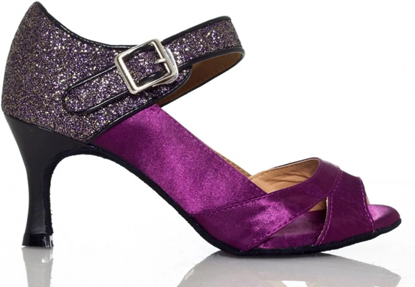 Minishion Women's TH011 Single Strap Satin Wedding Ballroom Latin Taogo Dance Sandals