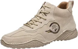 New Spring and Men's Leather Shoes Korean Fashion Lace Up Short Boots Shoe Big Sneaker Slippers Men