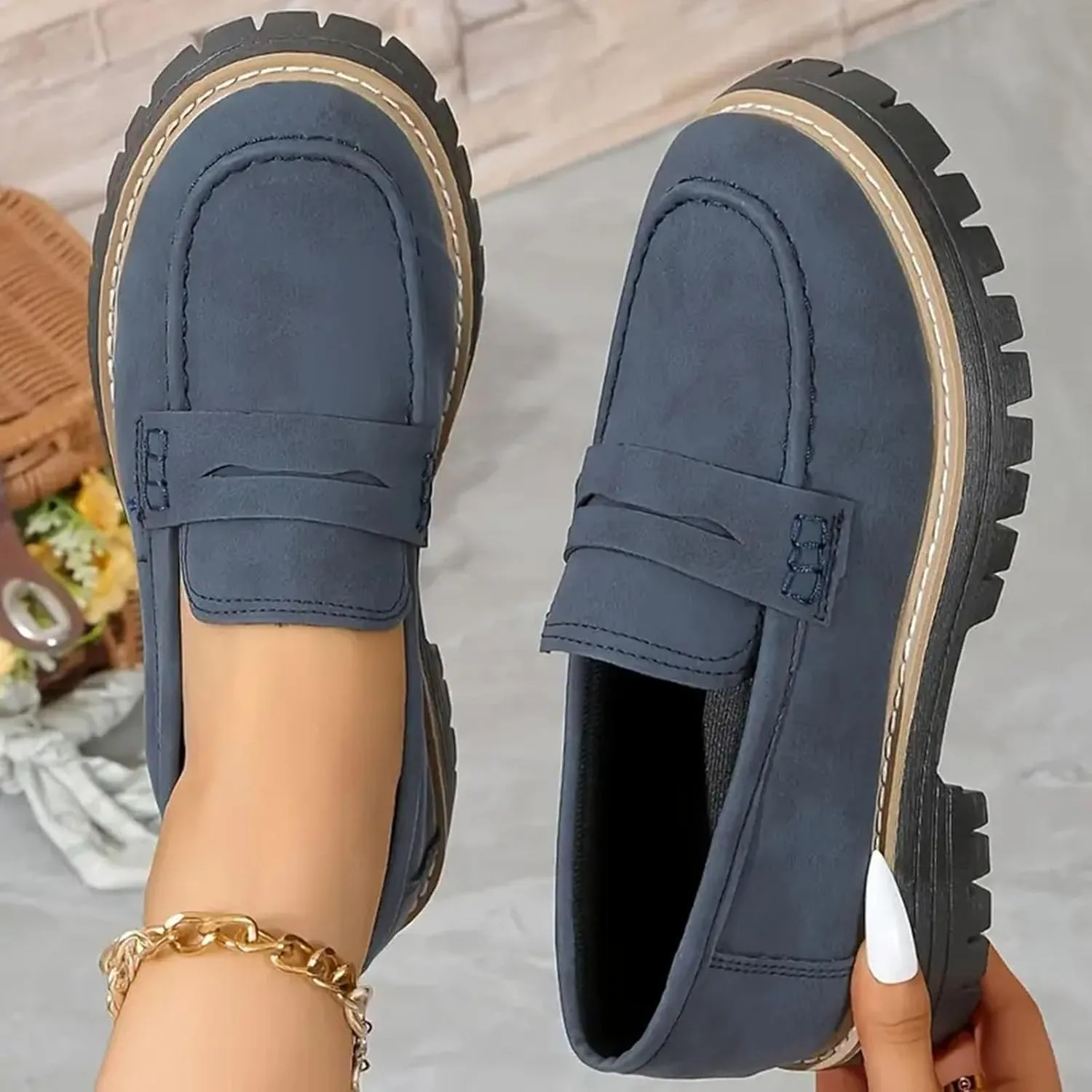 Orthoture-Orthopedic Platform Loafers Comfortable Casual Fashion with Buckle Shoes Womens Round Toe Flats Walking Shoes
