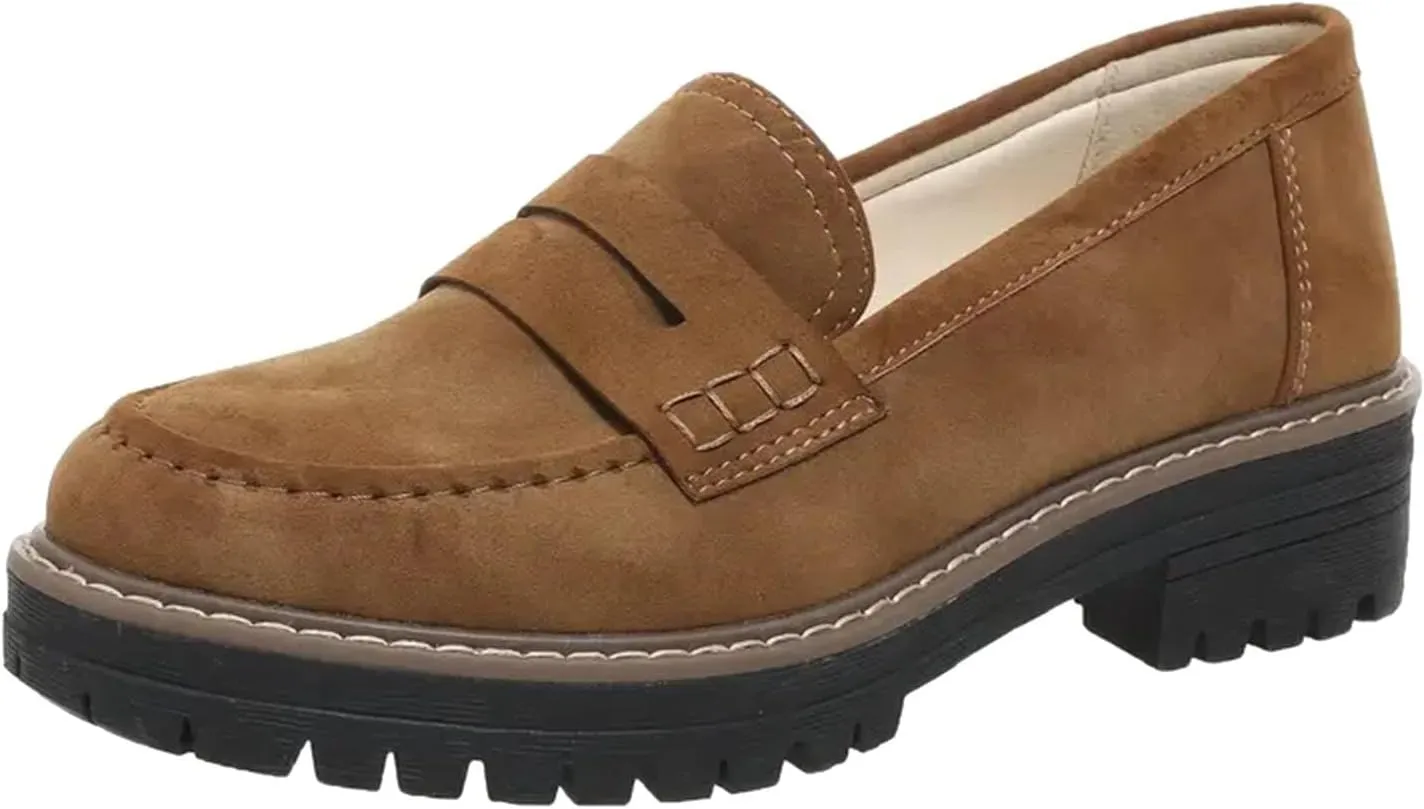 Orthoture-Orthopedic Platform Loafers for Women Round Toe Lug Sole Slip On Work Office Business Casual Dress Shoes
