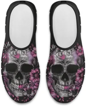Skull Loafers Wide Width Shoes for Women Slip On Low Cut Sneakers Flat Casual Business Travel Breathable Mesh Tennis Shoe