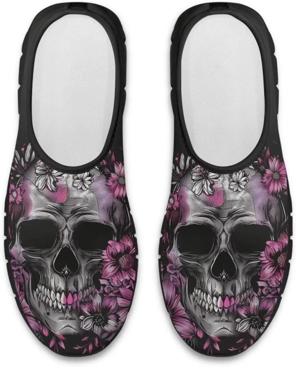 Skull Loafers Wide Width Shoes for Women Slip On Low Cut Sneakers Flat Casual Business Travel Breathable Mesh Tennis Shoe