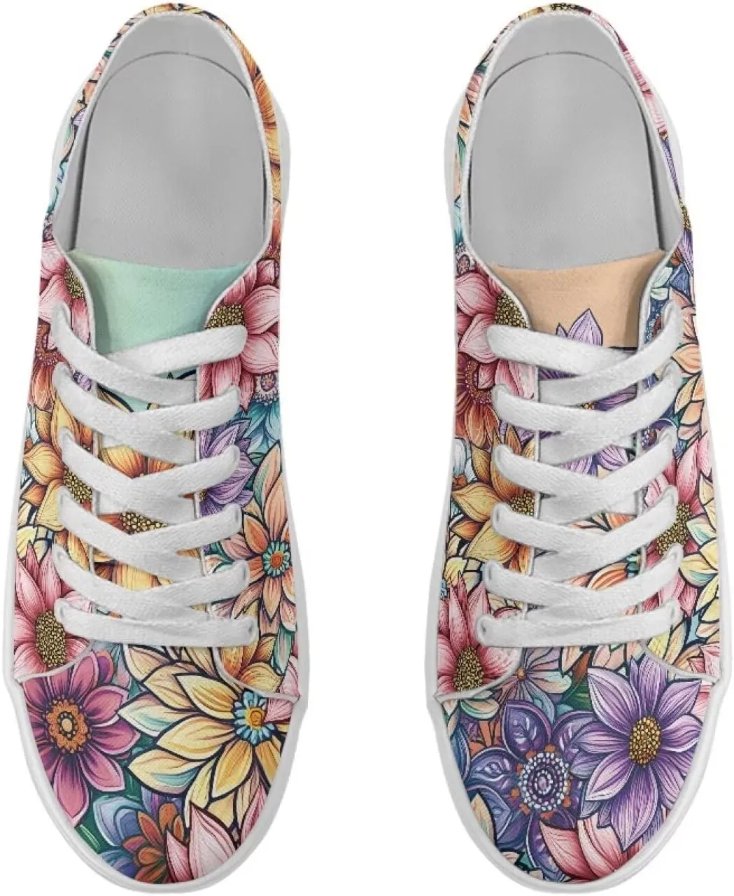 Women's Fashion Sneakers Low Top Canvas Shoes for Women Comfortable Floral Shoes